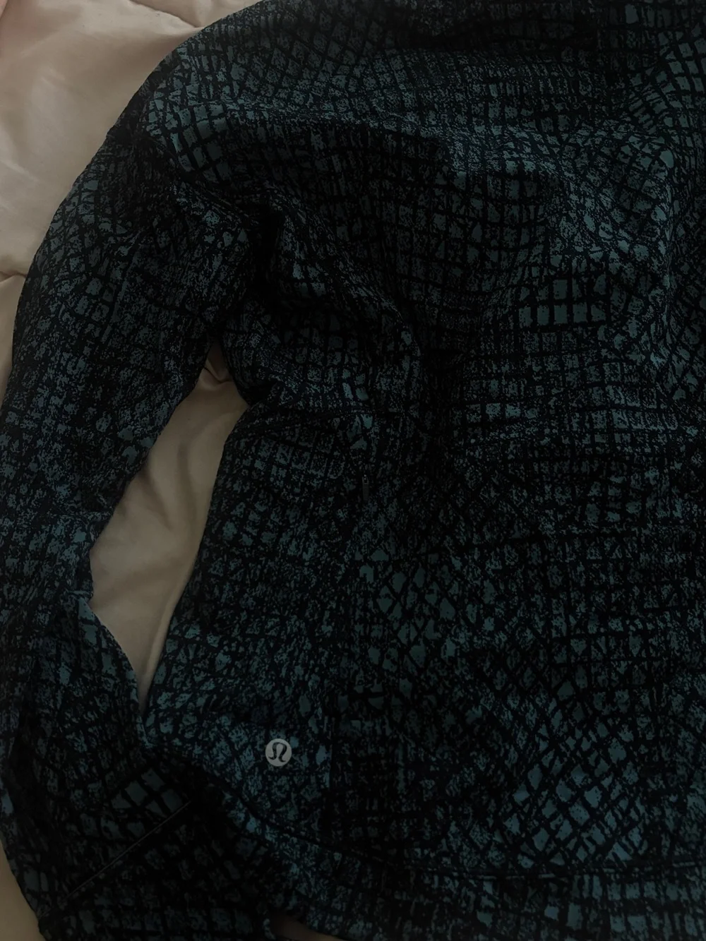 lululemon athletica Teal and Black Grid-Print Crewneck Sweatshirt